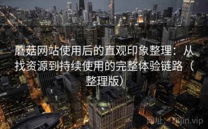 蘑菇网站使用后的直观印象整理：从找资源到持续使用的完整体验链路（整理版）