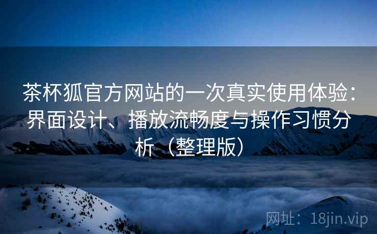 茶杯狐官方网站的一次真实使用体验：界面设计、播放流畅度与操作习惯分析（整理版）